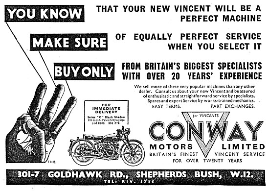Conway Motors Motorcycle Sales & Service - Vincent Specialists   