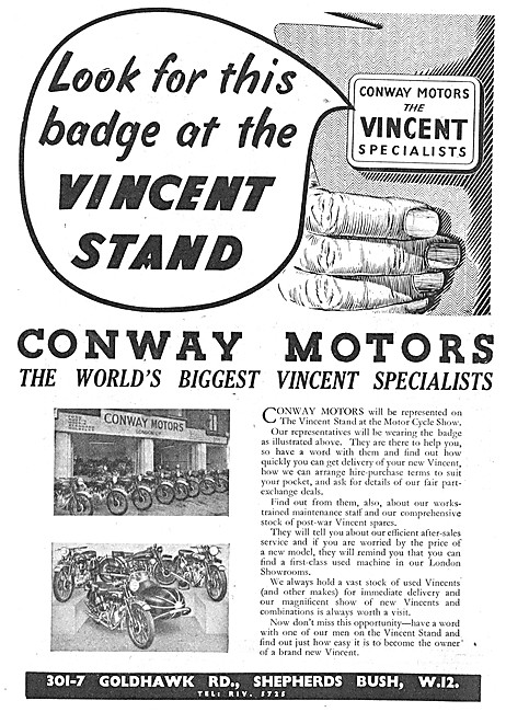 Conway Motors Motorcycle Sales & Service - Vincent Specialists   