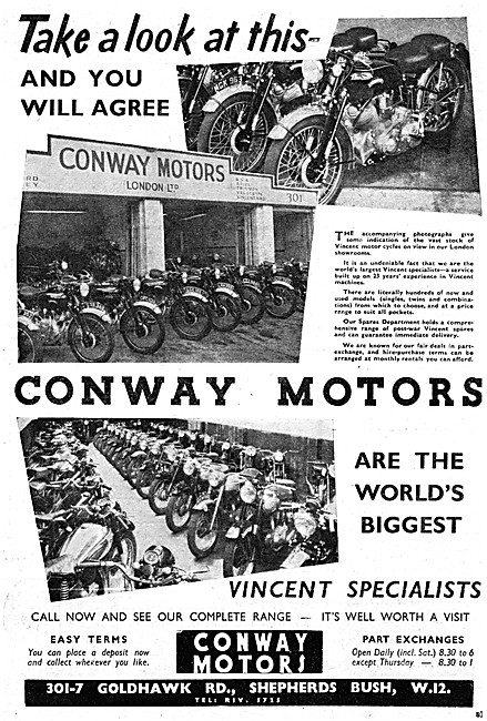 Conway Motors Motorcycle Sales & Service - Vincent Specialists   
