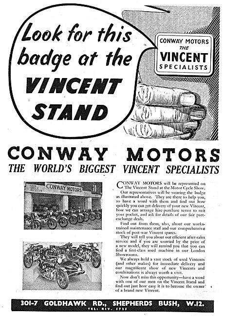 Conway Motors Motorcycle Sales & Service - Vincent Specialists   