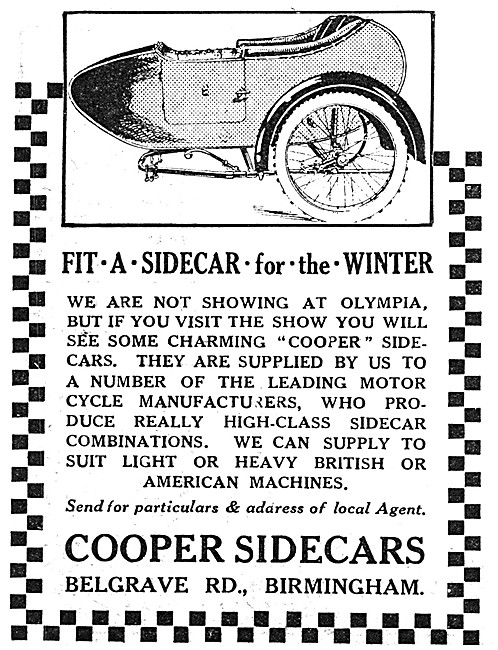 Cooper Sidecars 1920 Models                                      