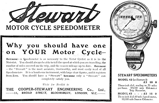 Stewart Model 43 Motor Cycle Speedometer - Stewart Instruments   