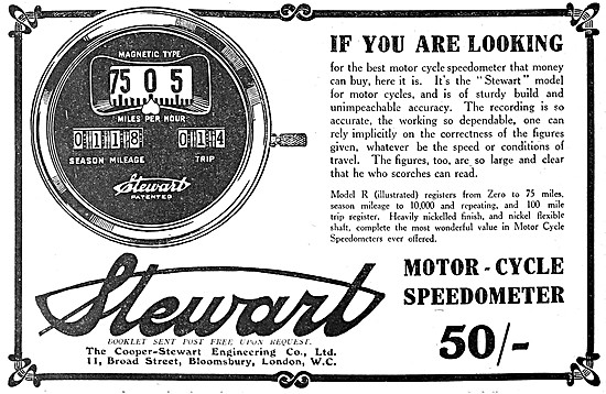 Stewart Motor Cycle Speedometers 1915                            