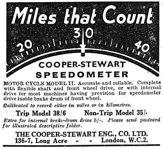 Stewart Motor Cycle Speedometer - Stewart Instruments 1936       