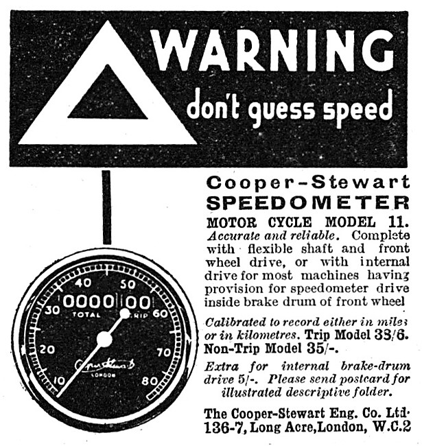 Cooper-Stewart Motor Cycle Speedometer - Stewart Instruments     