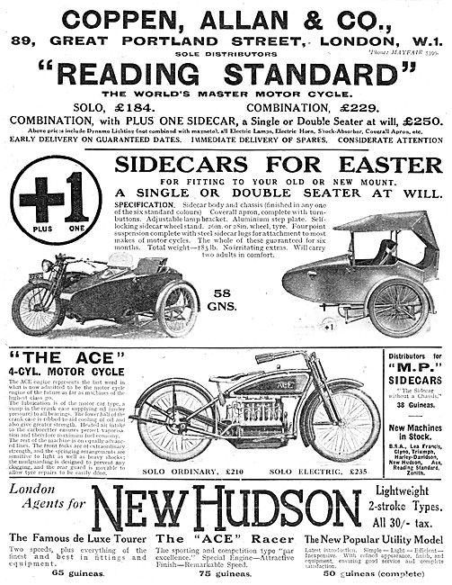 Coppen Allan Motor Cycle Sales 1921 Advert                       