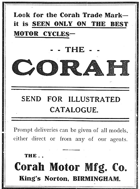 Corah Motor Cycles 1912 Advert                                   
