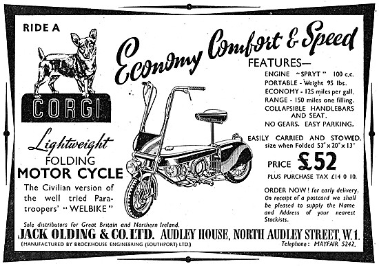 Corgi 100 cc Spryte Engined Lightweight Folding Motor Cycle 1948 