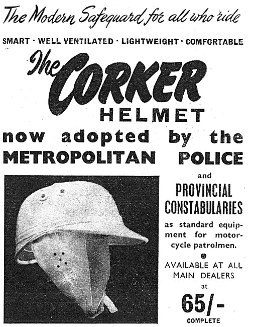 Corker Helmets - Met Police Motorcyclists Safety Helmets 1953    