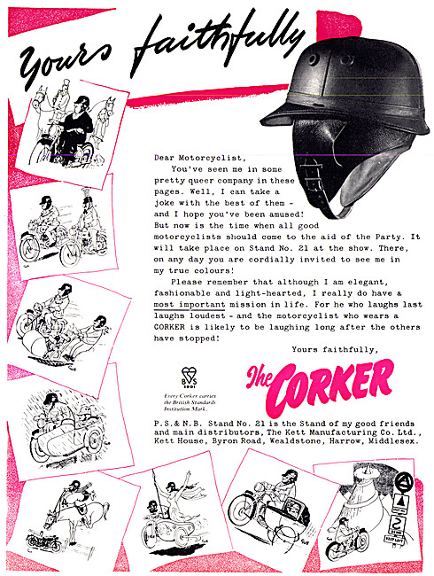 Corker Crash Helmets -Corker Safety Helmets 1954 Range           