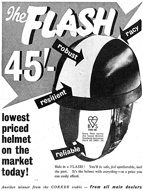 Corker Flash Motor Cycle Helmet 1958 Pattern                     