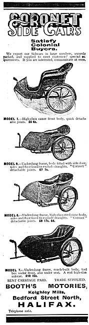The 1913 Range Of Coronet Sidecars - Booths Motories             