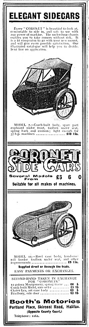 Coronet Sidecars 1914 Advert                                     