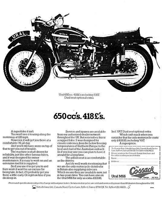 1974 Cossack Ural 650cc                                          