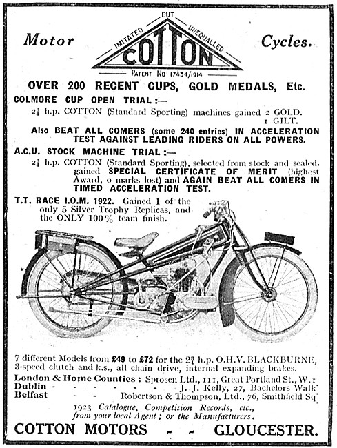 1923 Cotton Motor Cycles                                         