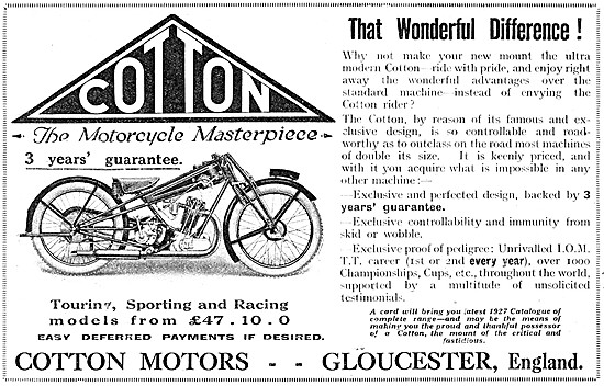 1926 Cotton Motor Cycles                                         