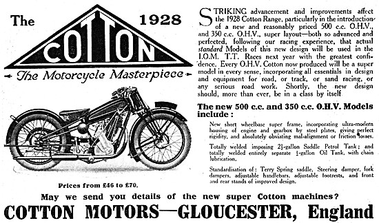 1927 Cotton OHV Motor Cycles                                     