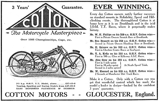 1927 Cotton T.T. Motor Cycle                                     