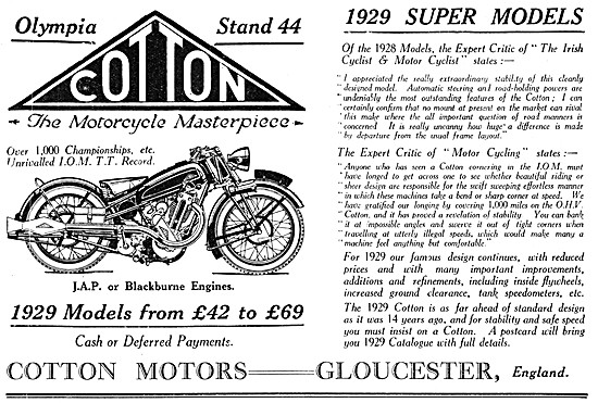1928 Cotton-JAP Motor Cycles - Cotton-Blackburne Motor Cycles    