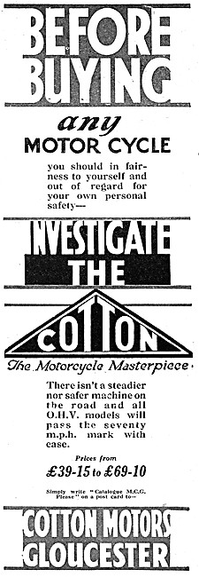 1929 Cotton OHV Motor Cycles                                     