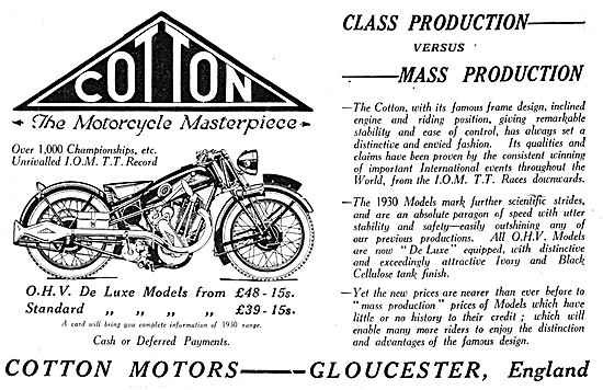 1930 Cotton Motor Cycles                                         