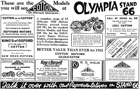 1930 Cotton OHV Motor Cycles                                     