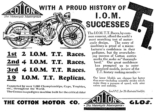 Cotton IOM TT Replica Motor Cycles 1932                          