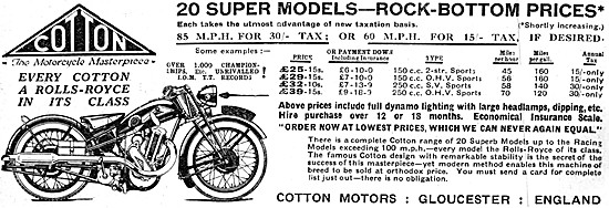 The Cotton Motor Cycle Range For 1933                            