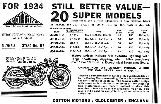 Cotton 250 cc OHV Sports Motor Cycle                             