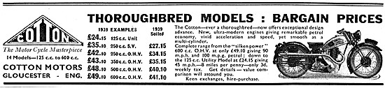 1939 Cotton Motor Cycles                                         