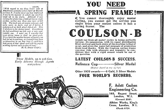1920 Coulson-B Motor Cycle                                       