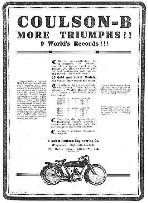 1920 Coulson-B  Motorcycle Advert                                