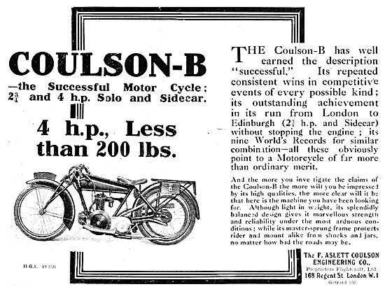 Coulson- B Motorcycle - Coulson-B 4 hp Motor Cycle               