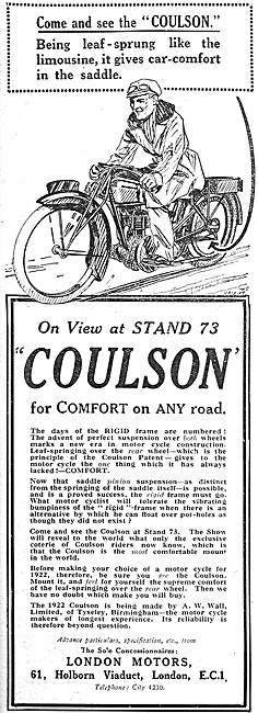 Coulson Motor Cycles 1921 Advert                                 