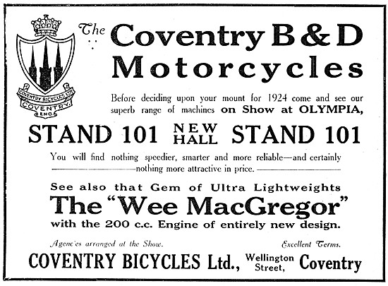 Coventry B & D Motor Cycles - The Wee MacGregor 200 cc           