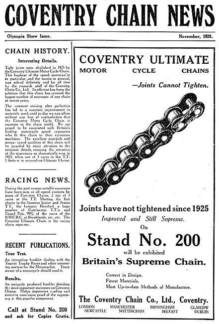 Coventry Motor Cycle Chains 1928                                 