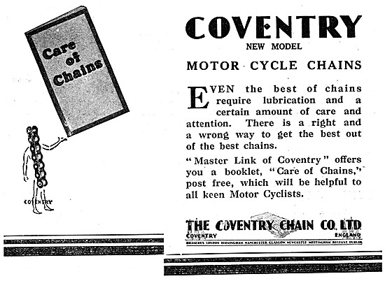 Coventry Motor Cycle Chains 1930 Advert                          