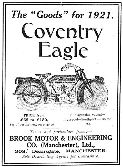1921 Coventry-Eagle Motor Cycles                                 