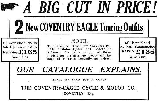 1921 Coventry-Eagle Motor Cycle & Sidecar Combinations Advert    