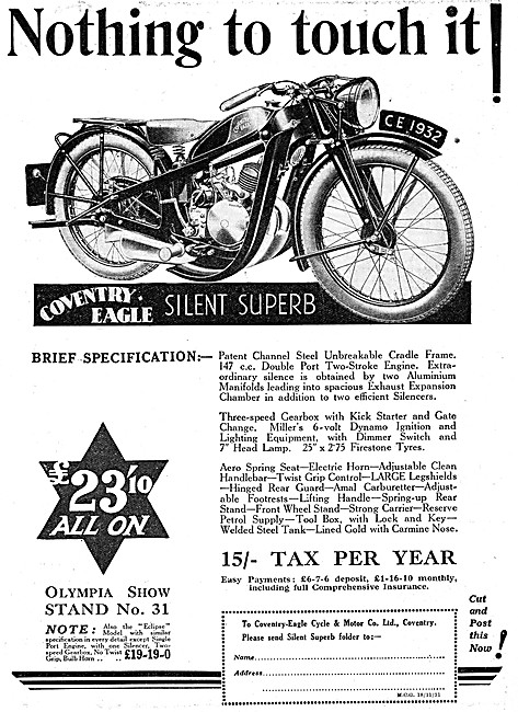 Coventry-Eagle Eclipse Motor Cycle 1931                          