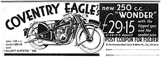 1933 Coventry-Eagle 250 cc Wonder Motor Cycle                    