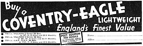 Coventry-Eagle Motor Cycles 1934 Advert                          