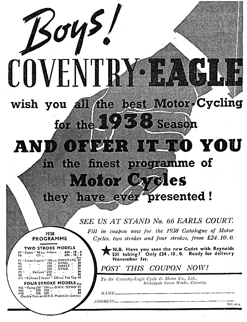 The 1937 Range Of Coventry-Eagle Motor Cycles                    