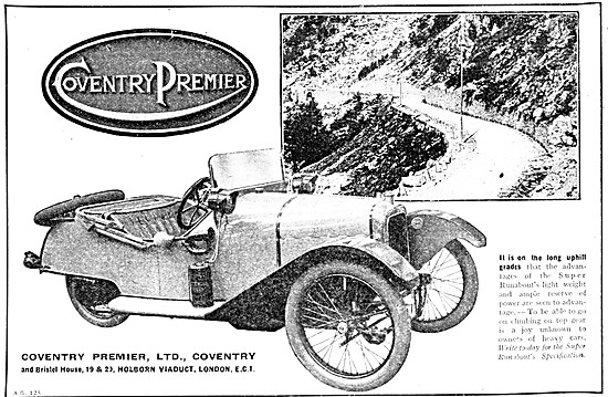 1920 Coventry Premier Super Runabout Three Wheel Car             