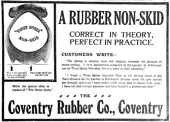 Coventry Rubber Three Spires Motor Cycle Tyres                   