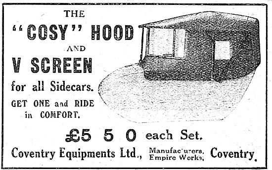 Coventry Sidecar Cosy Hoods & V Screen                           
