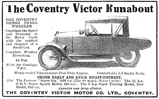 1925 Coventry Victor Runabout Three Wheeler                      