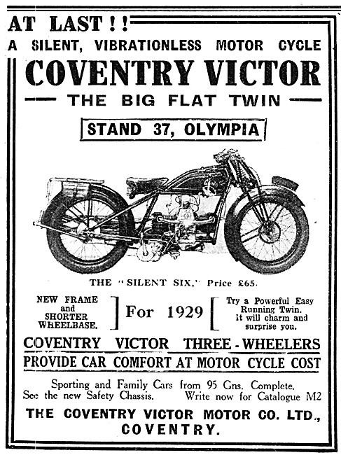 Coventry Victor Silent Six Motor Cycle - Big Flat Twin           