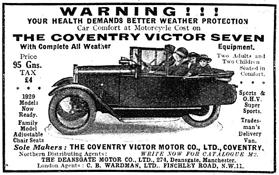 1929  Coventry Victor Seven Three Wheeler Car                    