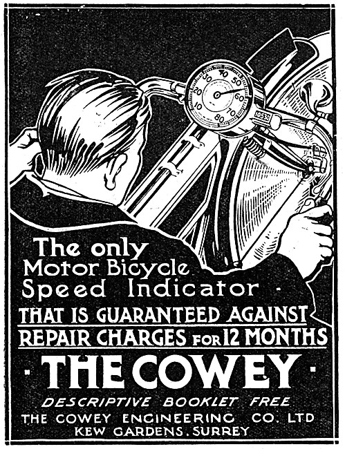 1914 Cowey Motor Cycle Speedometer                               
